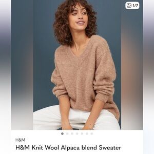 H&M Soft Pink V-Neck Wool and Alpaca Blend Sweater - Medium